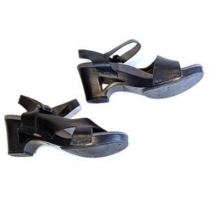 Dansko Ashland black leather sandals, cut-out heel Size 8 to 8.5
